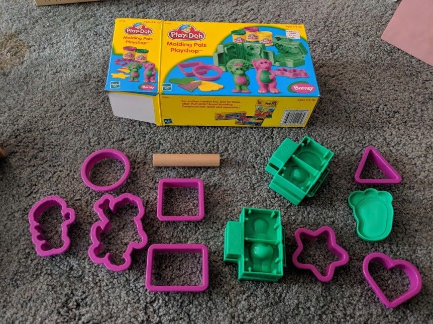 Vtg New NOS Play Doh BARNEY the Dinosaur & BABY BOP mold set 12 pc Toy Playset
