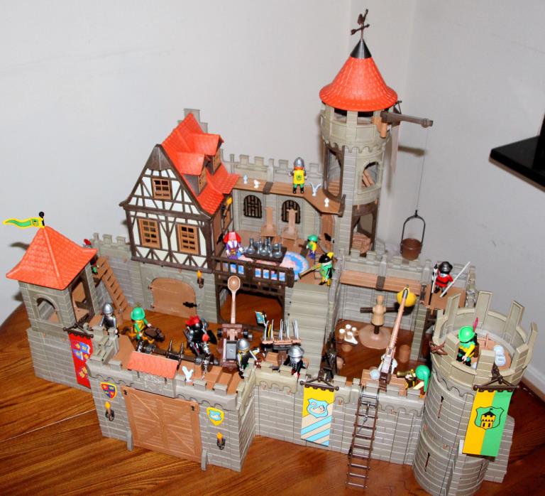 Playmobil Castle #3666 and Medieval break away wall and tower addition #3888.