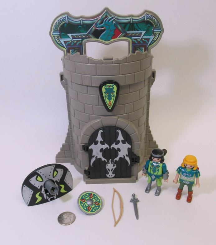 Playmobil Take Along Tower KNIGHT #4775 Green Dragon Shield Archer Bow