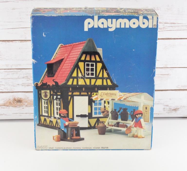 Playmobil 3455 Medieval Pottery Shop Complete With Instructions & Box RARE!