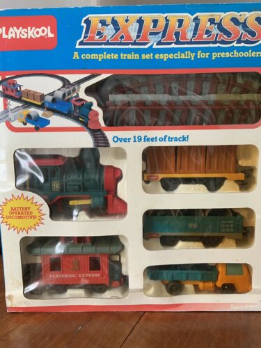 Vintage Playskool EXPRESS 1988 Complete Working Locomotive Train & Track Set