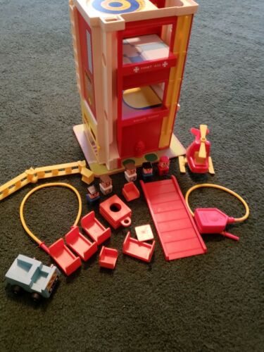 vintage playskol little people Rescue Center Fire Station trucks Doctor