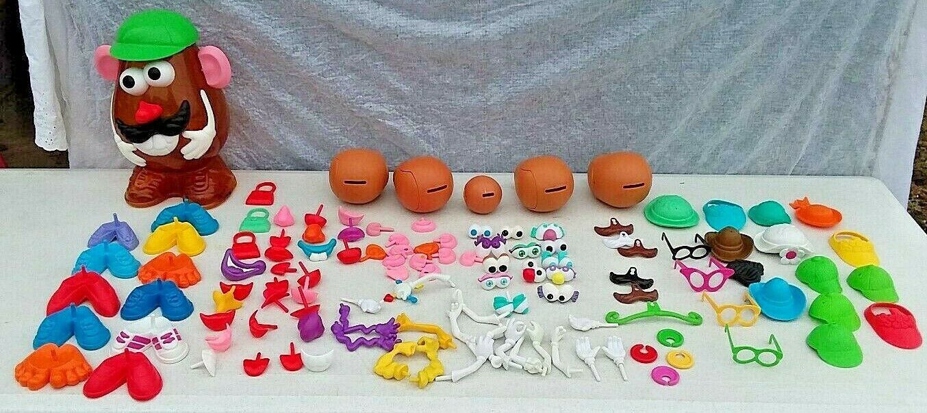 Mr. Potato Head & Spud w/ Storage Container 120 + part lot for Mr. & Mrs. Taters