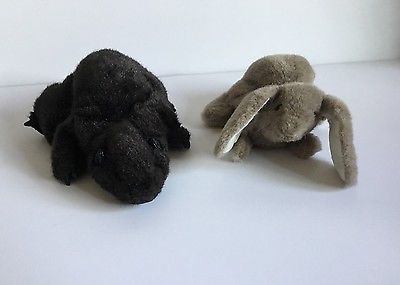 Folkmanis Plush Hand Puppet Lot Beaver & Bunny Rabbit Realistic Stuffed Animals