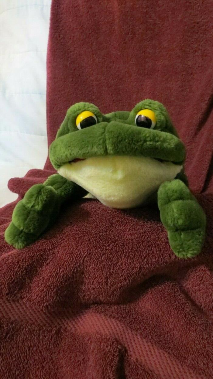 Aurora Full Body Plush Green & White Frog Hand Puppet 12