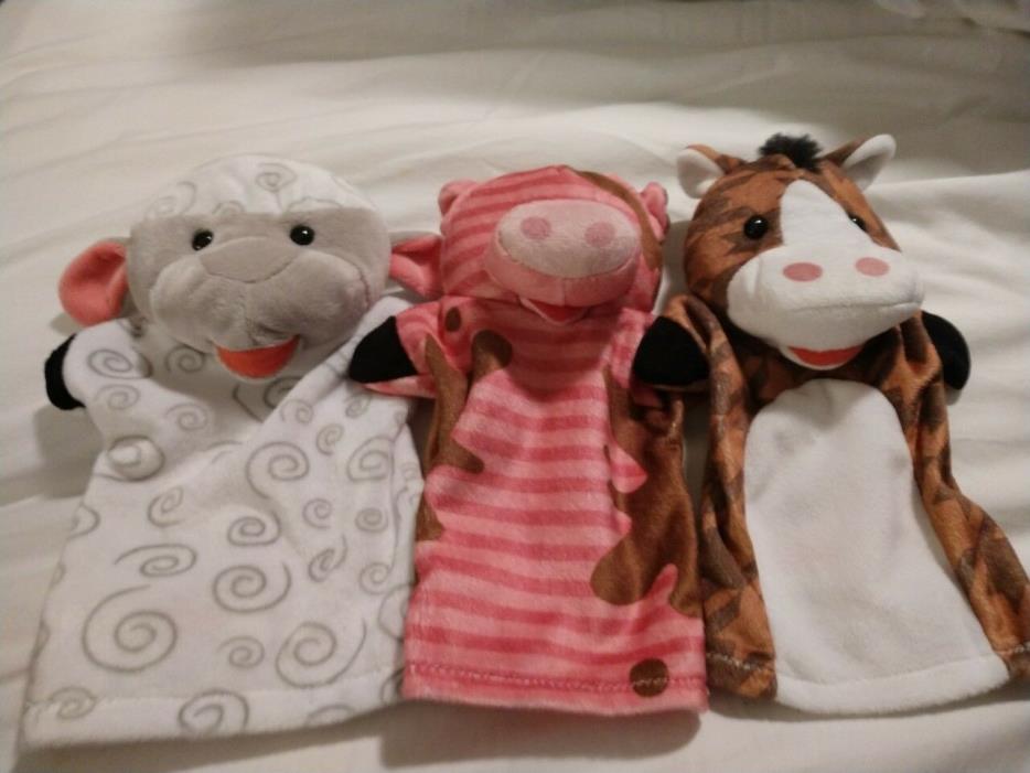 Melissa & Doug Farm Animal Hand Puppets ~ Pig, Horse & Sheep ~ Plush Set of 3