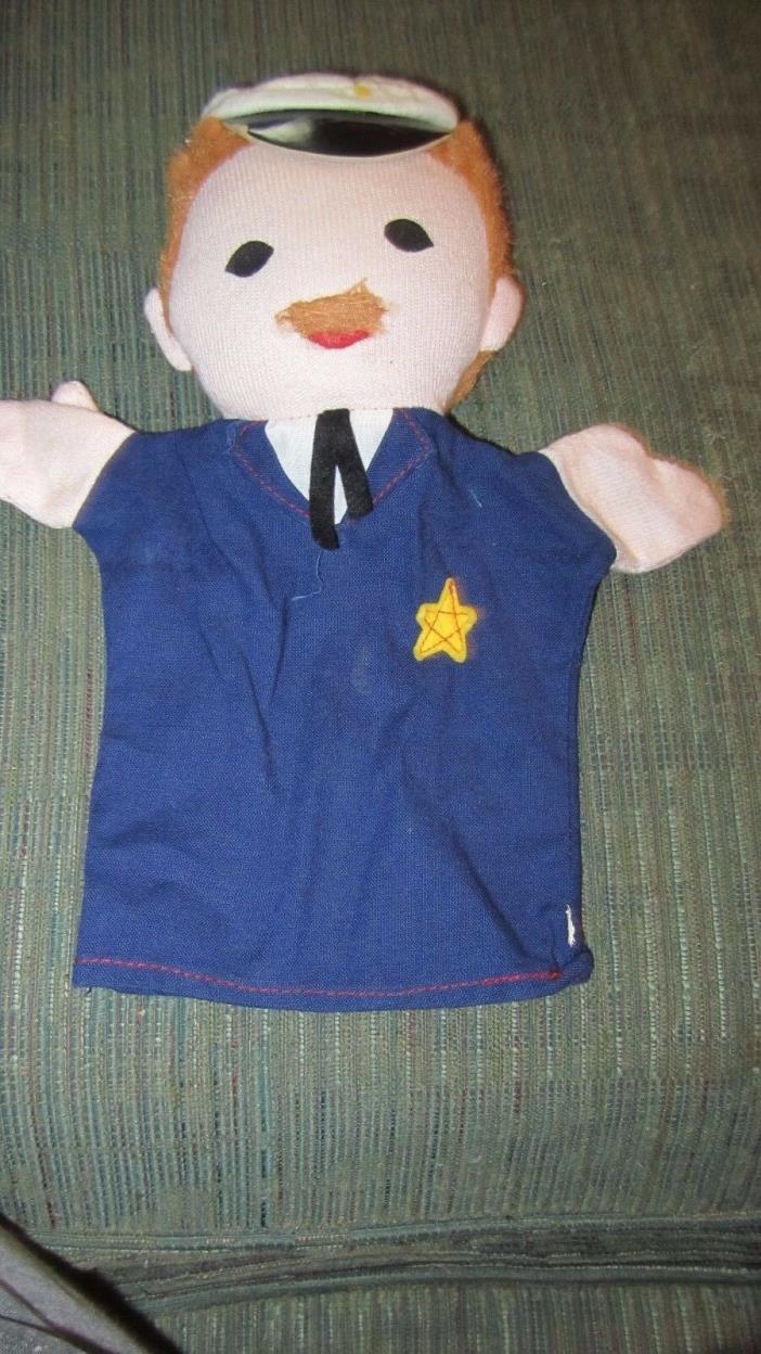 Vintage Sheram Industries? Hand Puppet Policeman with Hat and Yellow Star Badge