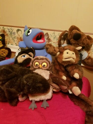 Lot Of Childrens Hand Puppets~Pirate, Wrinkles, Muppets Blue Boy, Beaver, Owl