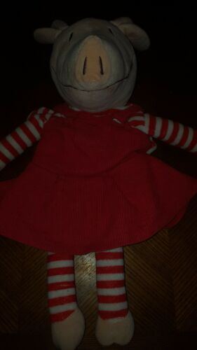 OLIVIA the PIG In Red Dress & Stripes large plush Zipper Storage 19