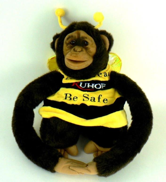 Ruhof Plush Monkey Bee Suit Hand Puppet with Long Arms Flocked Face Be Clean...