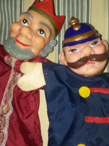 Cute Vintage Set Of Policeman And King Puppets
