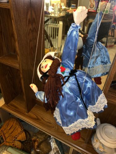 Vintage Marionette Paper Mache Head/Hands/Feet W/cloth Body String Puppet Toy