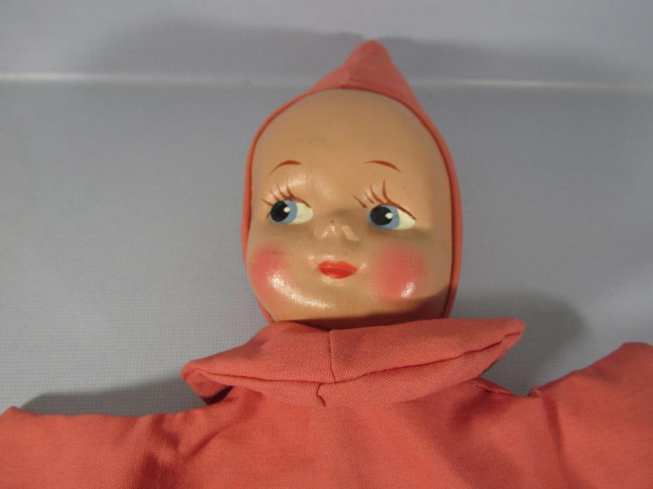 Vintage Unusual Cloth Rubber/Plastic Face Hand Puppet 11 In. Made by Girl Scouts