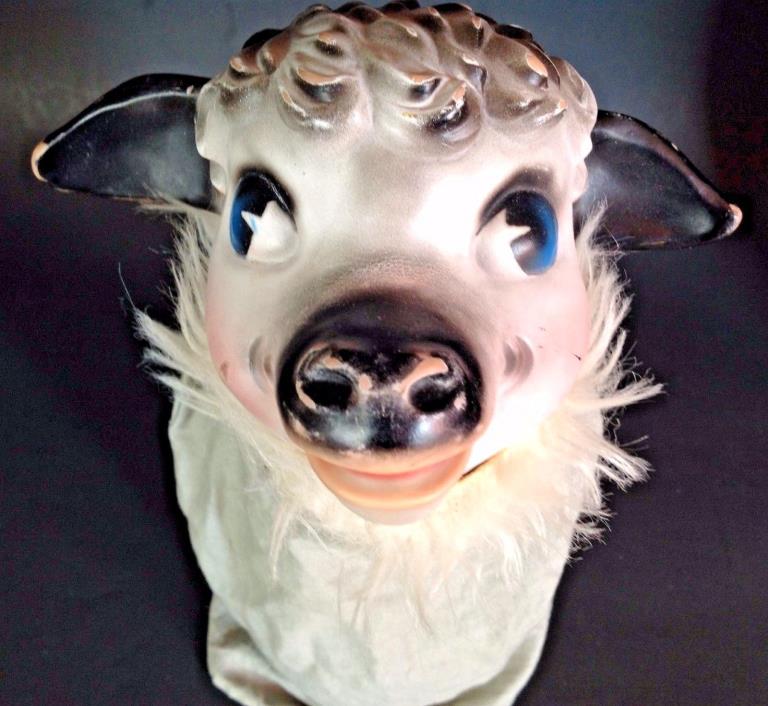 Vintage Rubber Face Hand Puppet Toy Sheep Cow Elsie? Farm Animal Rushton Style