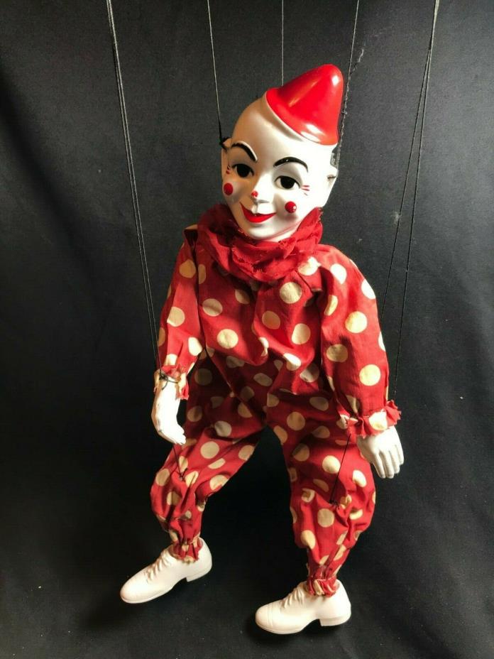 Vtg 1950s Clown Hazelles Marionette #801 Teto The Clown Marionette String Puppet