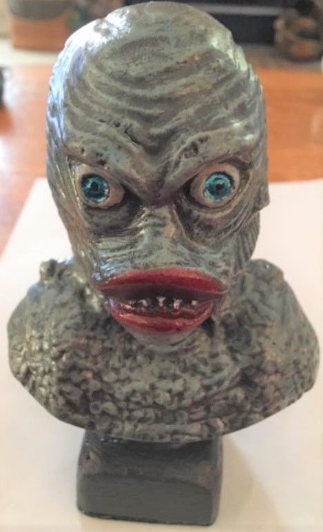 Unique Gray Rapko Creature from the Black Lagoon expertly painted plaster bust