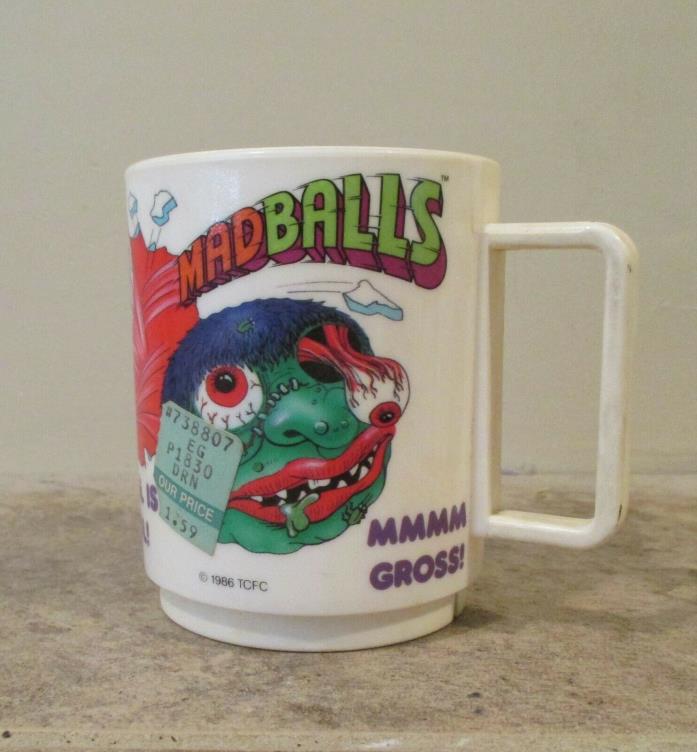 Vintage 1986 MADBALLS 10 oz Mug / Cup -  MONSTER - Deka Plastics
