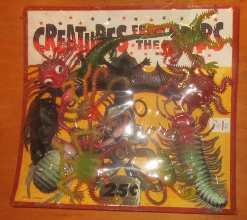 Creatures From The Stars Gumball Vending Rubber Uglies Jiggler Display Card '70s