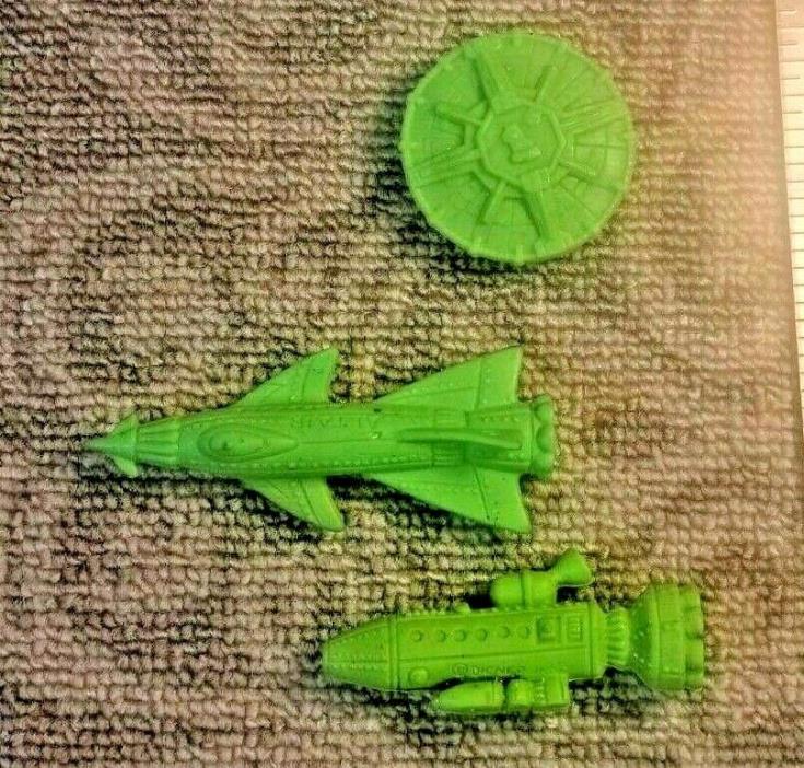 VINTAGE LOT OF 3 RUBBER SPACE SHIPS DEINER TOYS 2