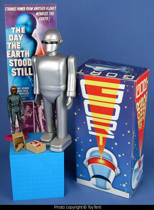 Gort Robot wind-up with Klaatu Day the Earth Stood Still + CUSTOM display stand