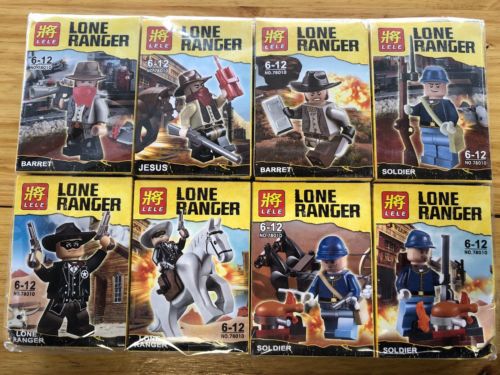 SCARCE LELE 2-Lone Ranger 3-Soldier 2- Barret 1- Jesus Lot Lego? Rare Nos