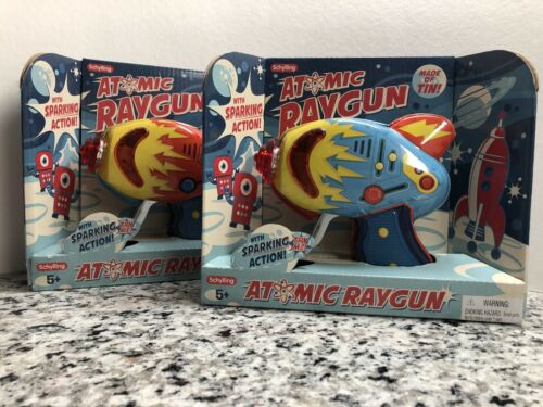 Atomic Raygun Sparking Action Tin Metal Blaster Laser Space Toys Schylling 2pk