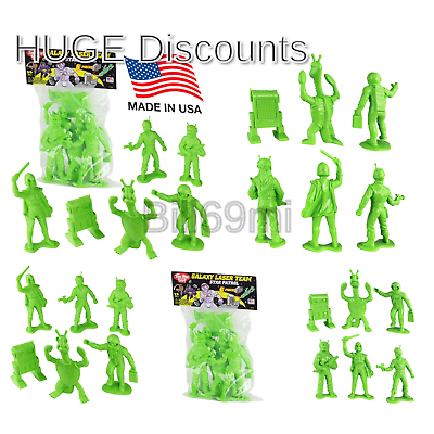 TimMee Galaxy Laser Team Big Space Figures - Bright Green 6pc Set Made in USA
