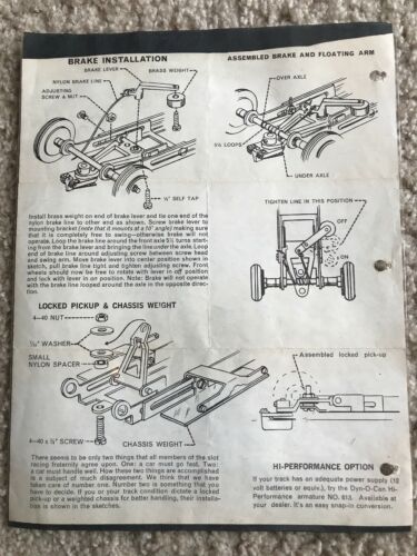 MPC 1/24 Scale  Slot Car Chassis Instructions ..... Original..