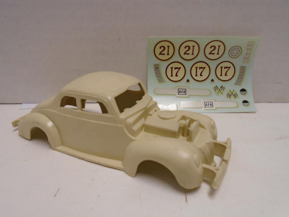 ORIGINAL A.C.GILBERT IVORY '40 FORD COUPE BODY & DECAL SHEET MINT CONDITION