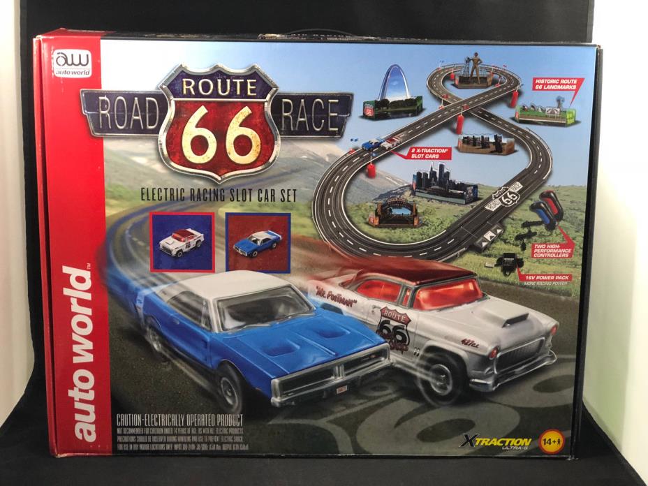 Auto World Route 66 Road Race Electric Racing Slot Car Set SRS3235 New in Box