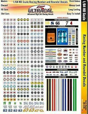 UltraCal Hi-Def Decals- Racing Numbers & Roundels -- Slot Car 0642535950421