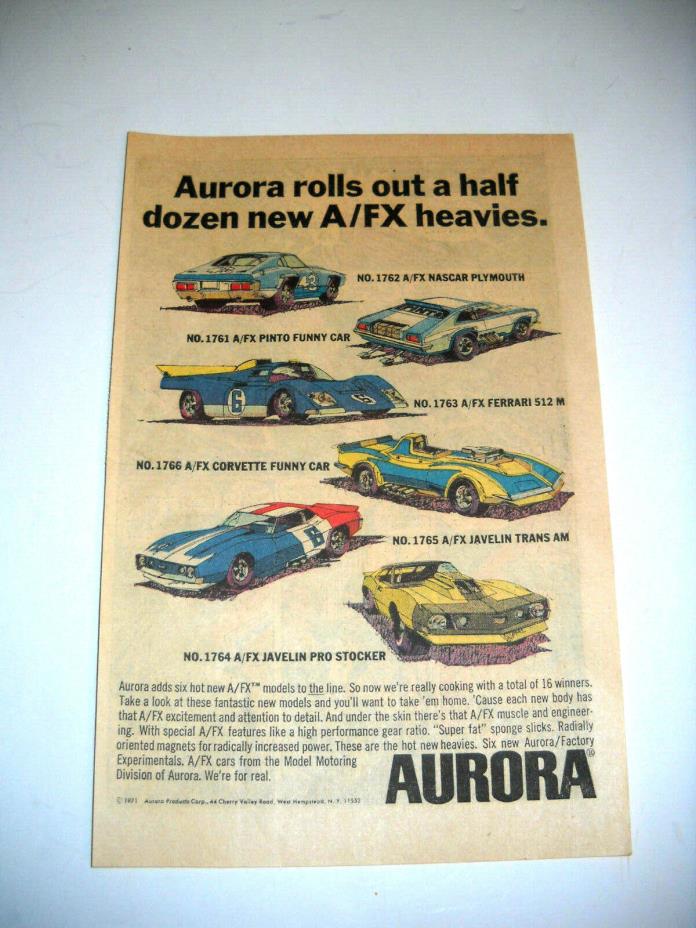 VINTAGE AURORA HO A/FX SLOTCAR COMIC BOOK AD 1960S 1970S