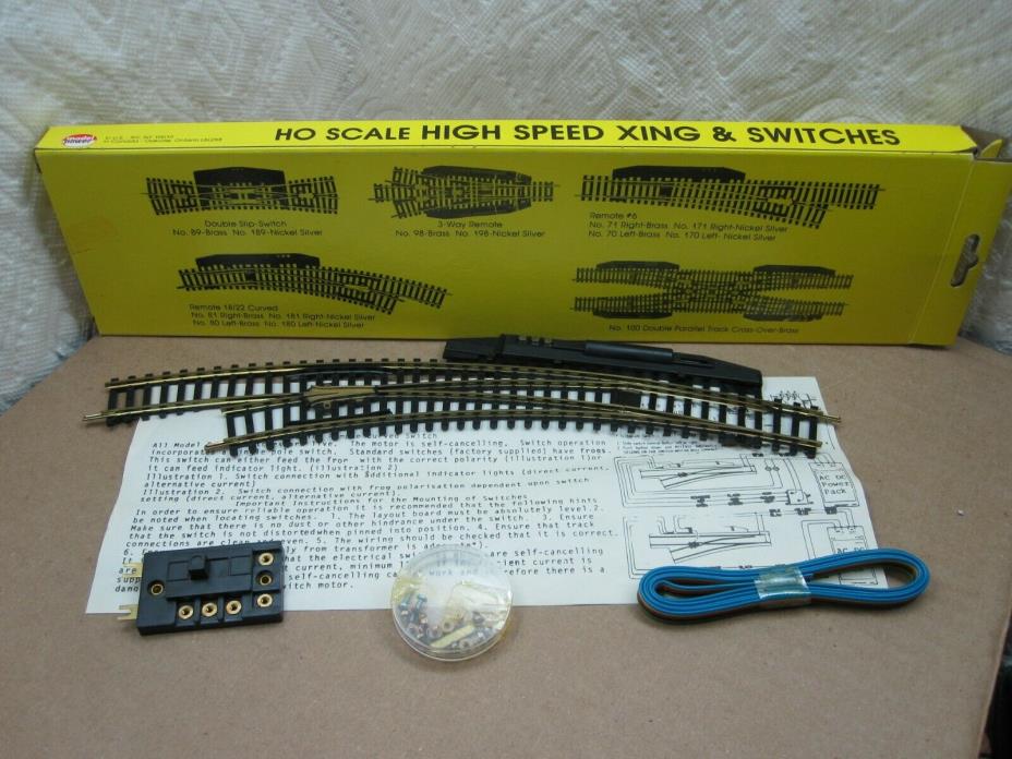 VINTAGE MODEL POWER HIGH SPEED #80 LEFT REMOTE CURVED BRASS SWITCH HO TRAINS