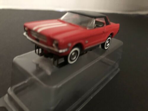Aurora Model Motoring Tjet Mustang Coupe HO Slot Car Red White Black Roof 1960s