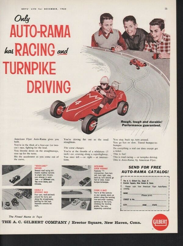 1962 GILBERT AUTORAMA RACE SPORT MODEL CAR DRIVE MOTOR 11575
