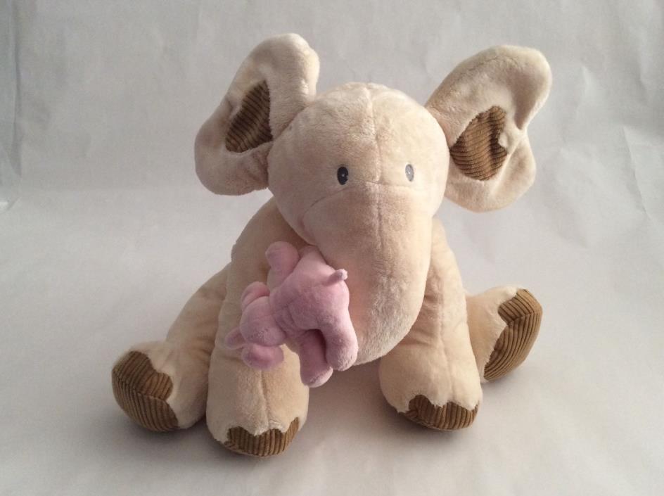 ANIMAL ALLEY Toys R Us cream ivory HEART EARS ELEPHANT W/ PINK BABY 15