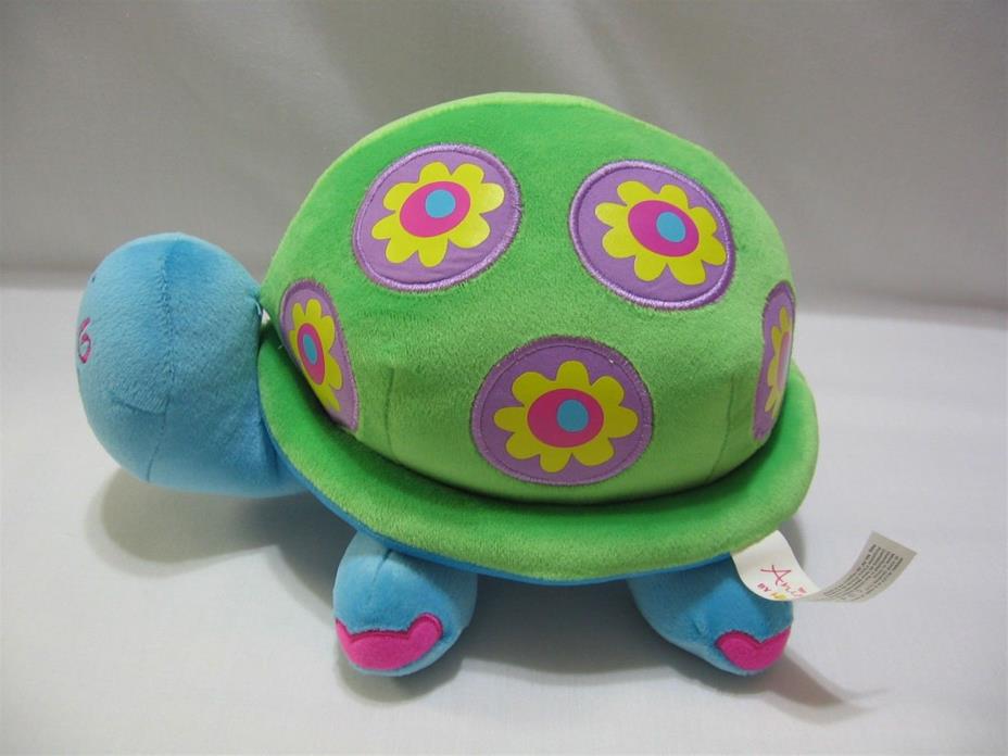 Animal Alley Turtle Plush Green Blue Flowers Stuffed Toy Floral 10