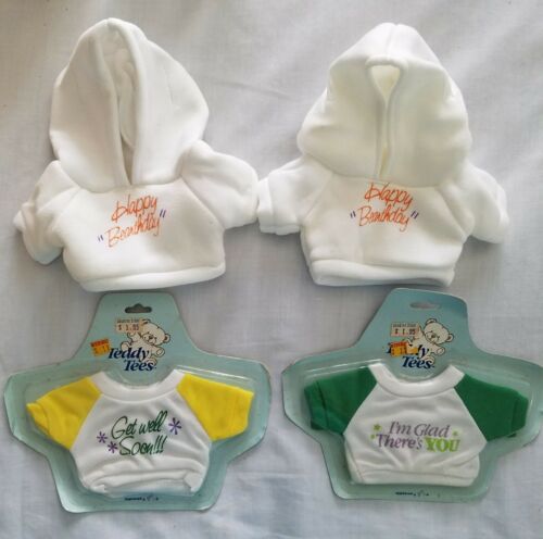 Lot of 4 Teddy Bear T Shirts 2 Happy Bearthday Hooded And 2 Applause Teddy Tees