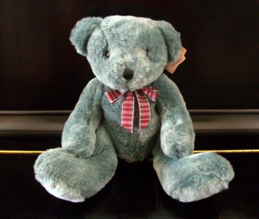 RUSS Bears from the Past BLUE Teddy Bear Plush Stuffed Animal, Plaid Bow. Tags