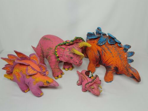 VTG Determined Productions Dinosaurs Triceratops Stegosaurus Applause Plush 1992