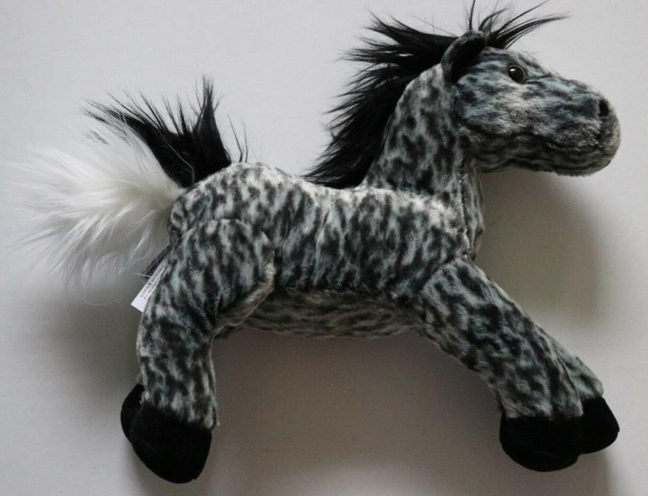 VGUC Aurora Black and White Horse w/ Texas Flag Stuffed Animal Plush Toy