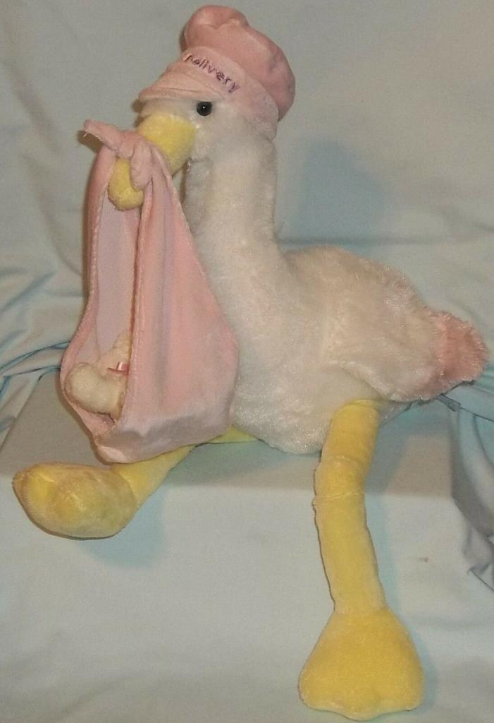 AURORA BABY PLUSH STORK BABY GIRL SPECIAL DELIVERY TEDDY BEAR SHOWER GIFT