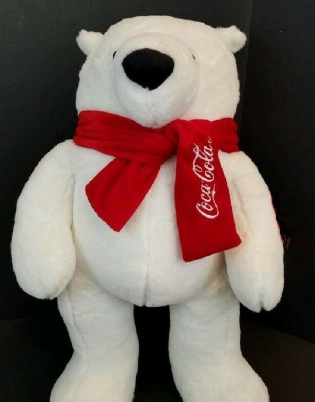 My Valentine Coca Cola Plush Stuffed Standing Bear W/ Red Scarf 21