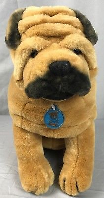 Vintage 1986 Dakin Realistic Shar Pei Brown Wrinkled Puppy Dog Stuffed Animal