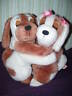 R Dakin 1976 VINTAGE Hugging Puppy Dogs HTF VGC