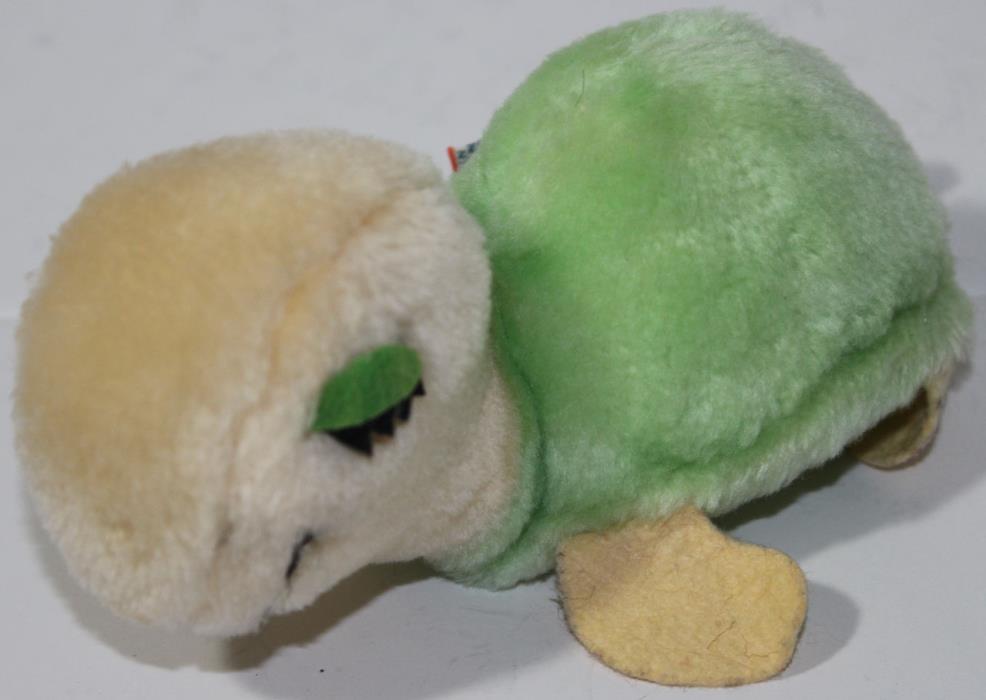 Vintage 1979 DAKIN LIME GREEN AND YELLOW TURTLE Bean Filled STUFFED PLUSH Toy