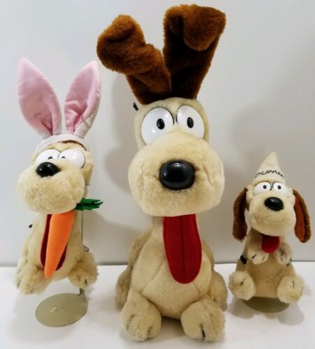 Vintage 80s Garfield Plush Odie Dogs Lot of 3 Easter Bunny Dummy by Dakin