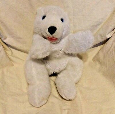 Vintage 1994 Dakin Polar Bear Plush Animal Puppet White Full Body Blue Eyes