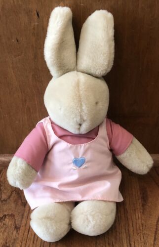 Vtg Daisy Kingdom Dakin 13” Plush Bunny Rabbit Stuffed Toy 1987 Pink Dress EUC