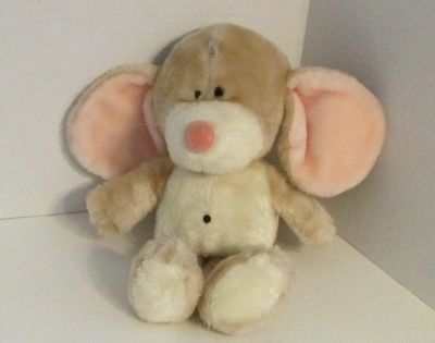 PLUSH Dakin vintage 1984 tan cream mouse Chewie Newgett Co. big pink ears nose